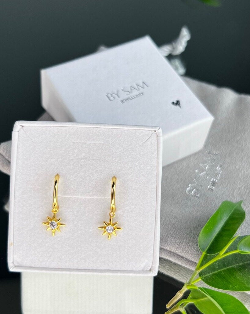 Huggie Hoop Star Earrings Women's Girls Jewellery Gift
