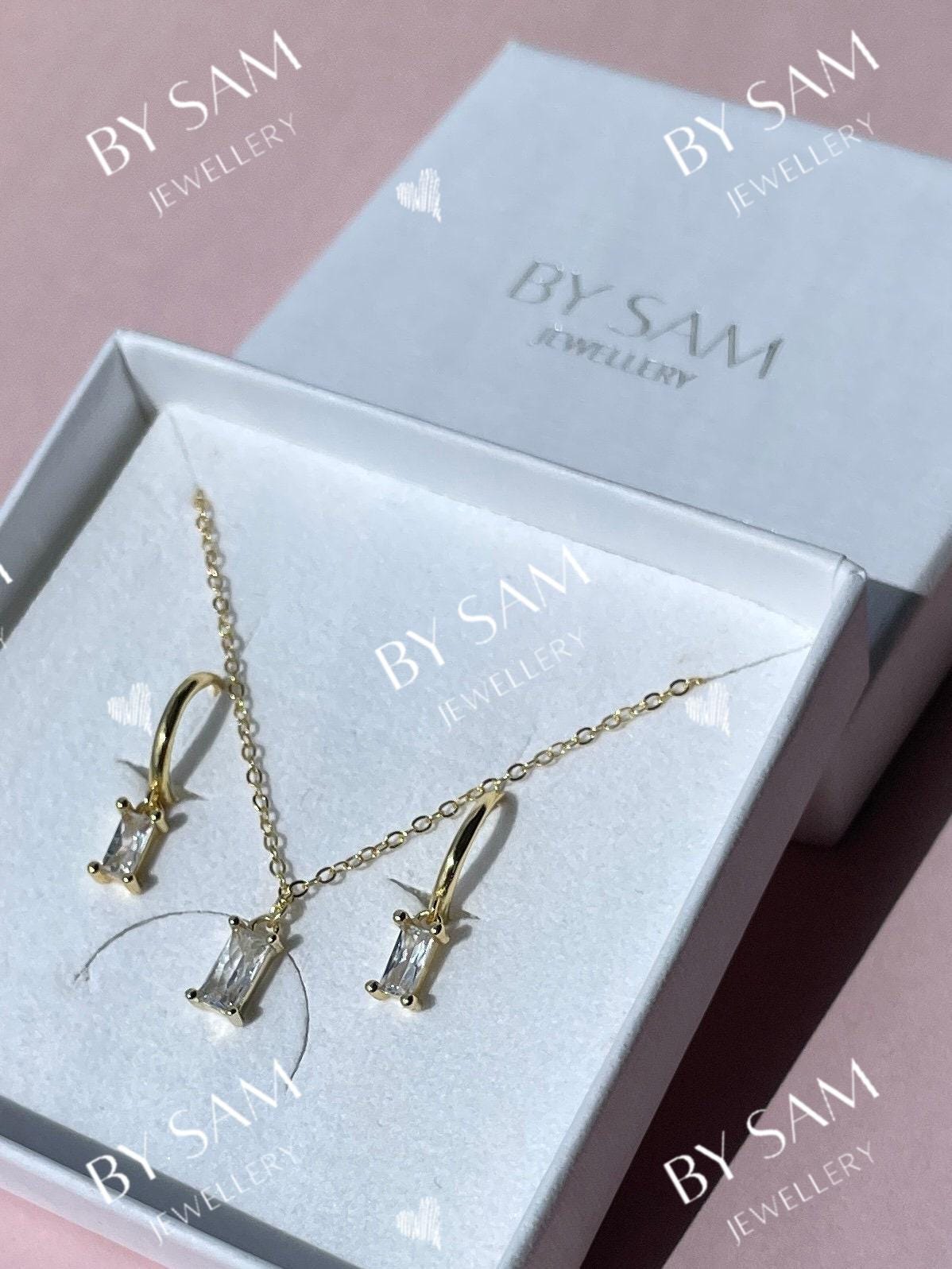 925 Sterling Silver Diamond Necklace and matching earrings gift set