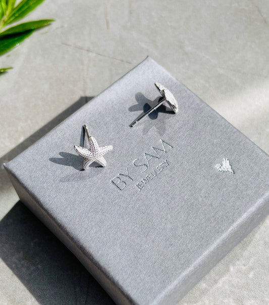 925 silver starfish earrings, dainty stud earrings,