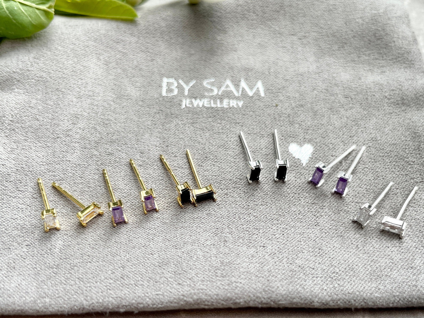 Amethyst CZ Stud Earrings gift for her