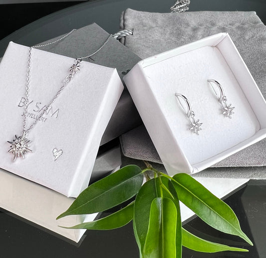 Christmas jewellery gift set earrings and star necklace gift for her