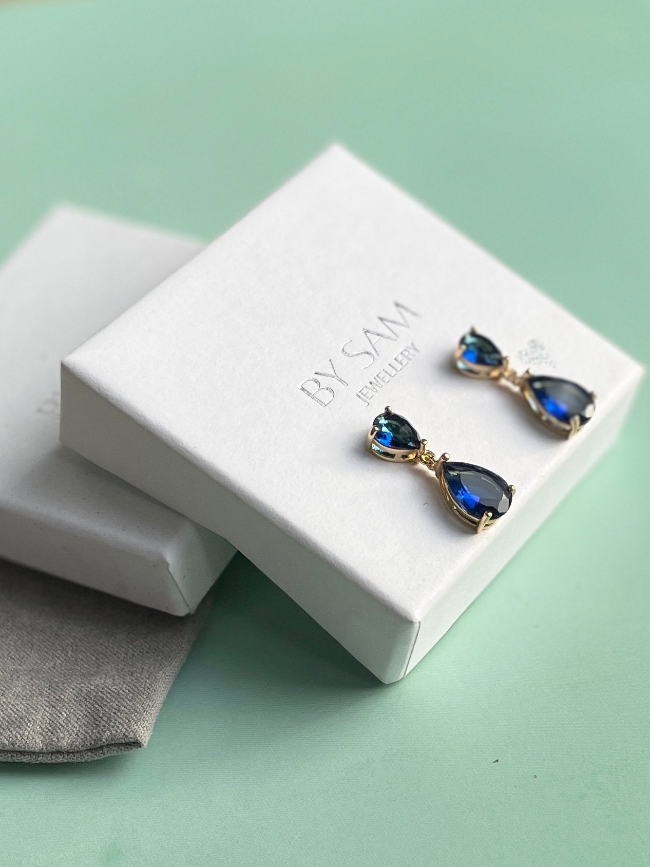 Christmas gift Sapphire Earrings, Statement Earrings gift