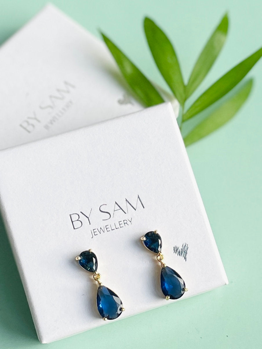 Christmas gift Sapphire Earrings, Statement Earrings gift