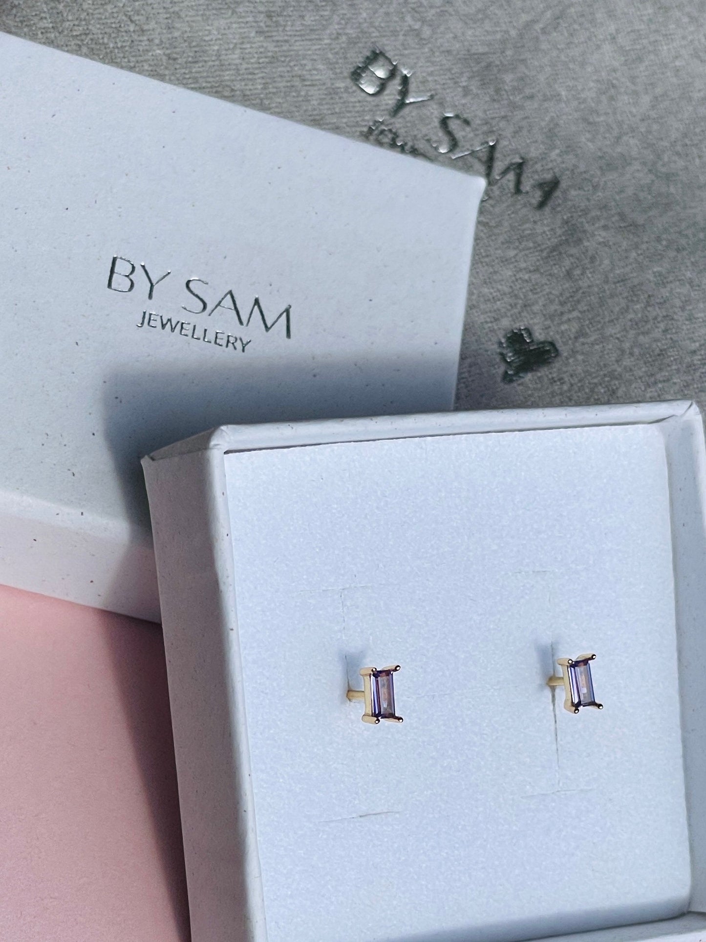 Amethyst CZ Stud Earrings gift for her