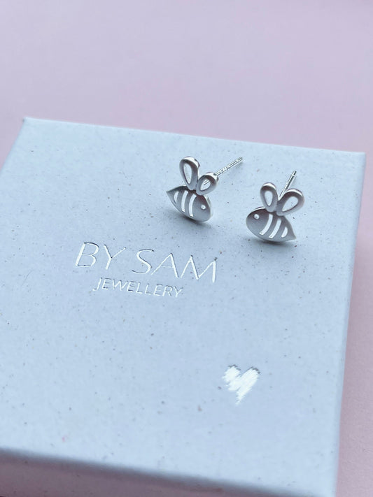 925 salver bumble stud earrings, bee earrings