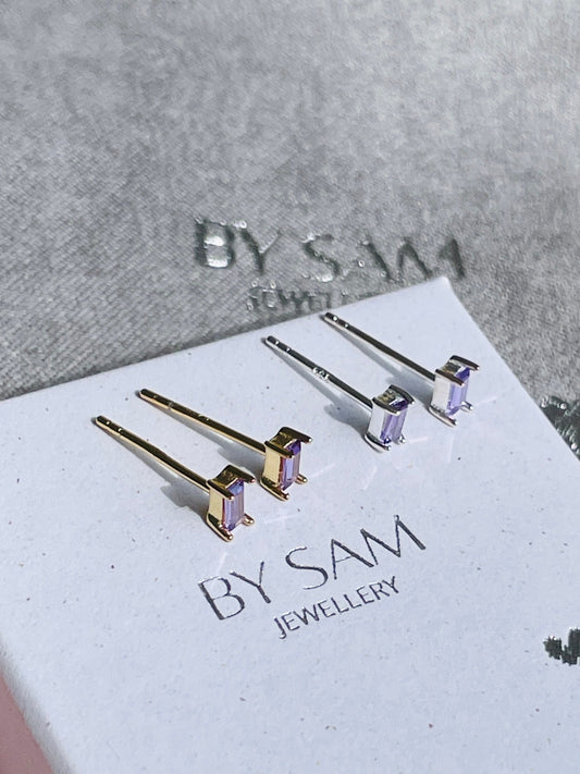 Amethyst CZ Stud Earrings gift for her