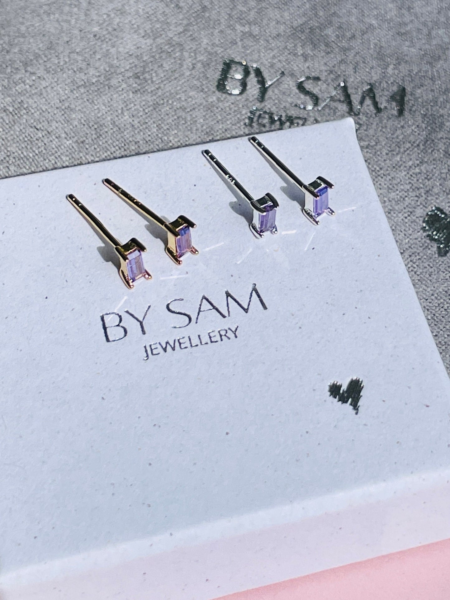 Amethyst CZ Stud Earrings gift for her