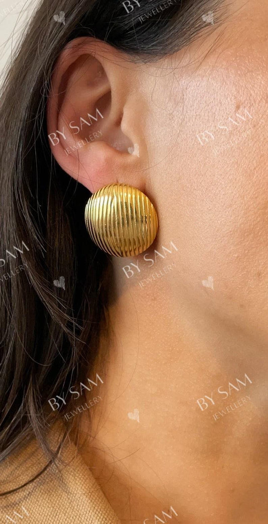 Gold coin statement earrings, large gold earrings