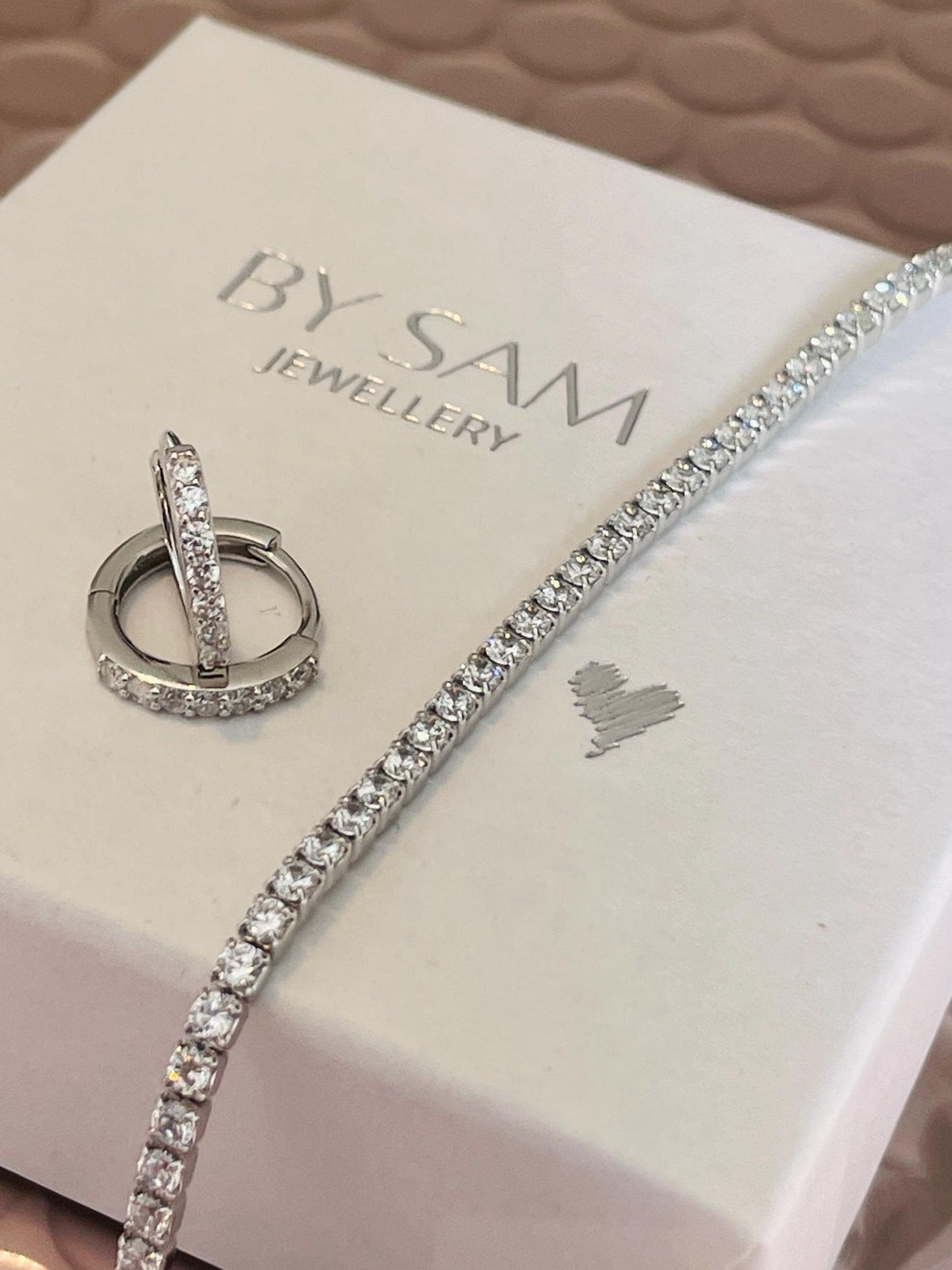 Diamond earrings and bracelet Christmas gift set