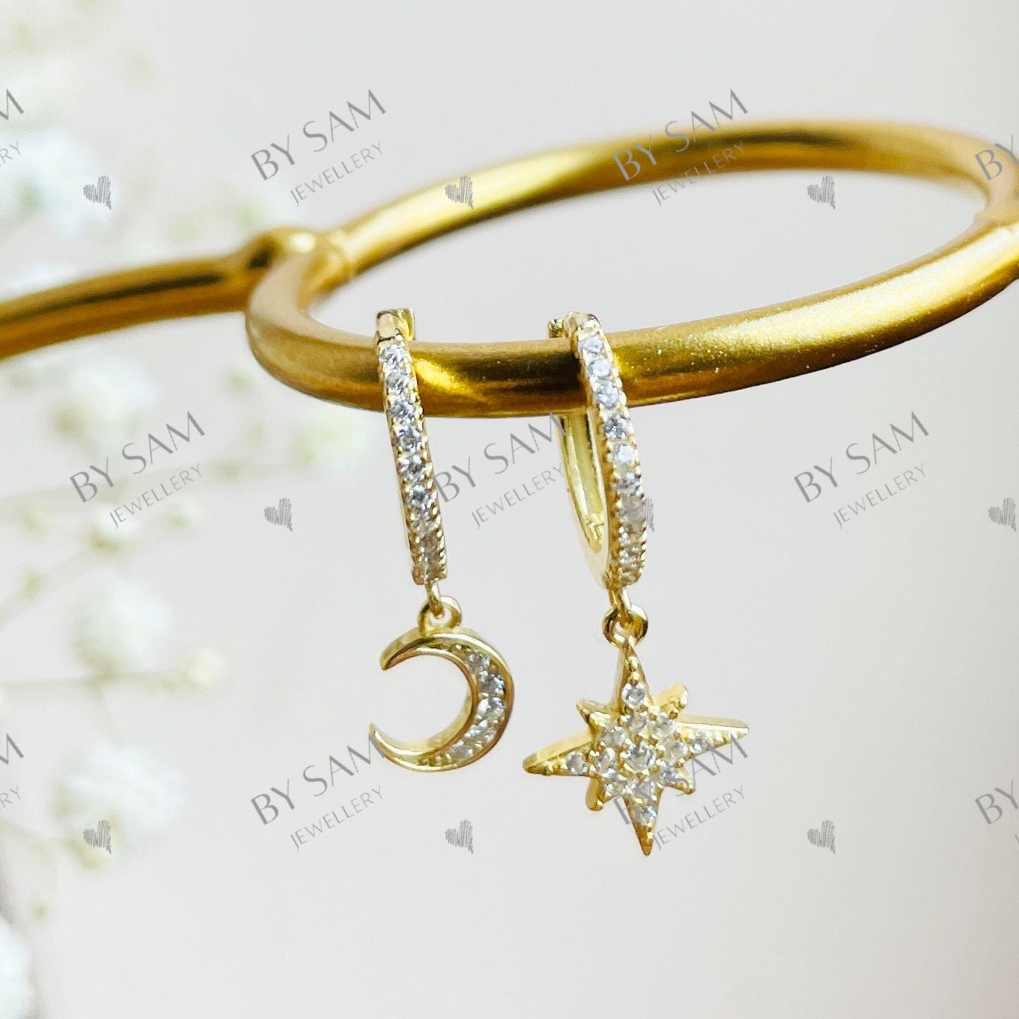Moon and Star Boho earrings, gift for Mum earrings